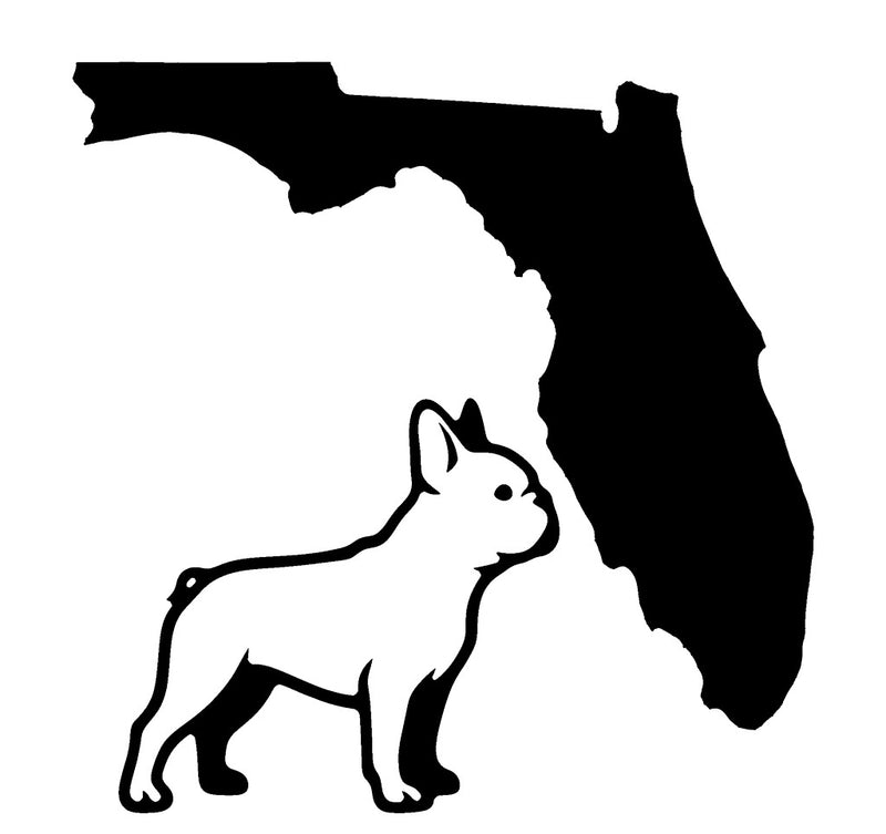 French Bulldog Florida state vinyl decal