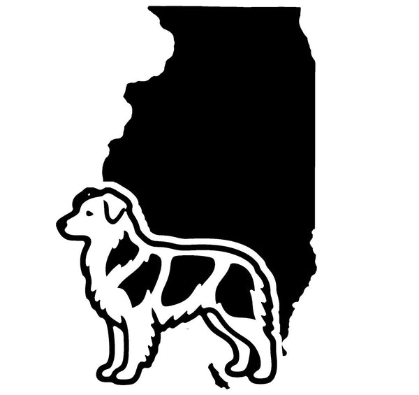 Aussie Shepherd Illinois state vinyl decal