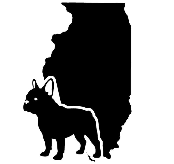 French Bulldog Illinois state vinyl decal