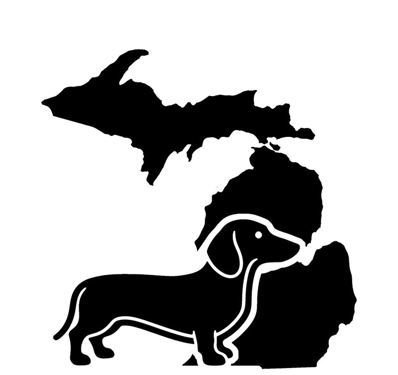Dachshund Michigan state vinyl decal