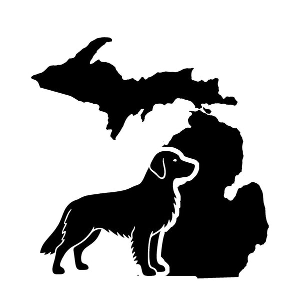 Golden Retriever Michigan state vinyl decal