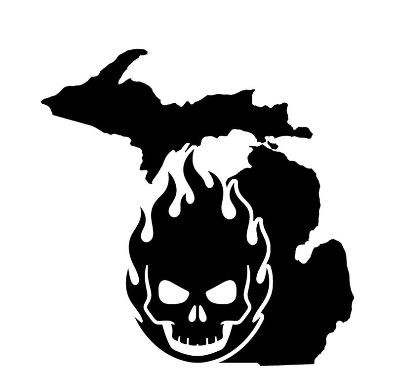Skull Michigan state vinyl decal