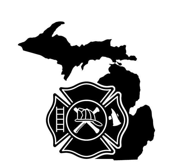 Firefighter Michigan state vinyl decal